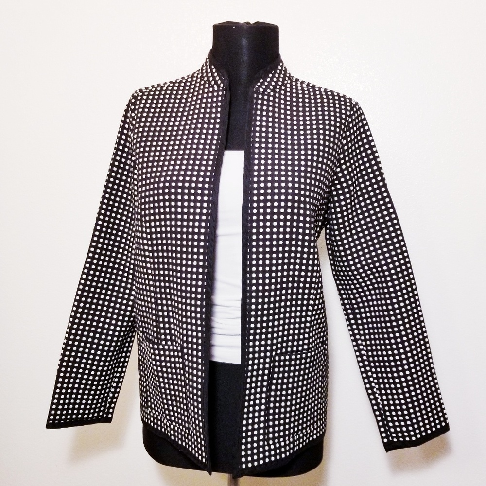 Petite Small Black & White Polka Dot Blazer